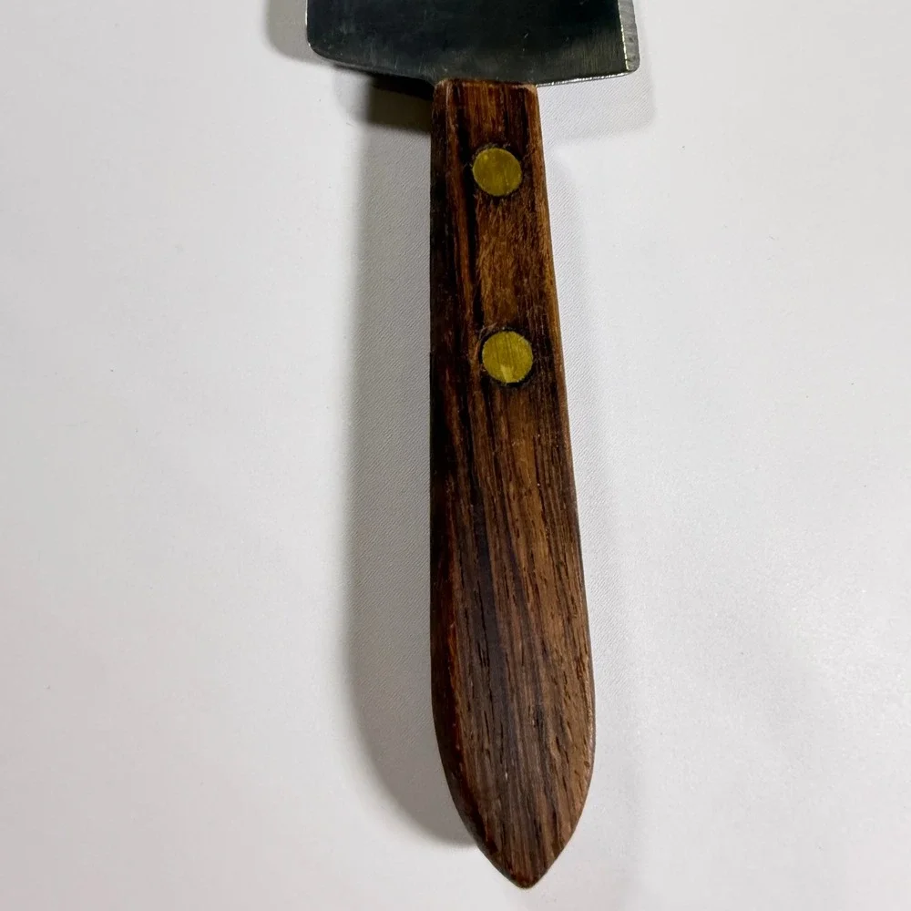 VTG Robinson Knife Co Pie Cake Server 10in Brown Wood Handle Stainless Steel